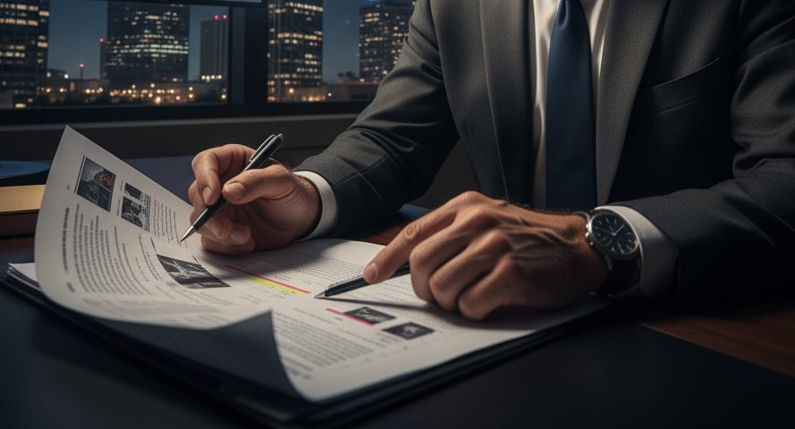 A lawyer reviewing a car accident case